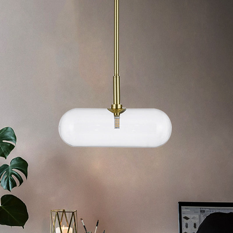 Minimalist Capsule Clear Glass Pendant Single-Bulb Suspended Lighting Fixture in Gold