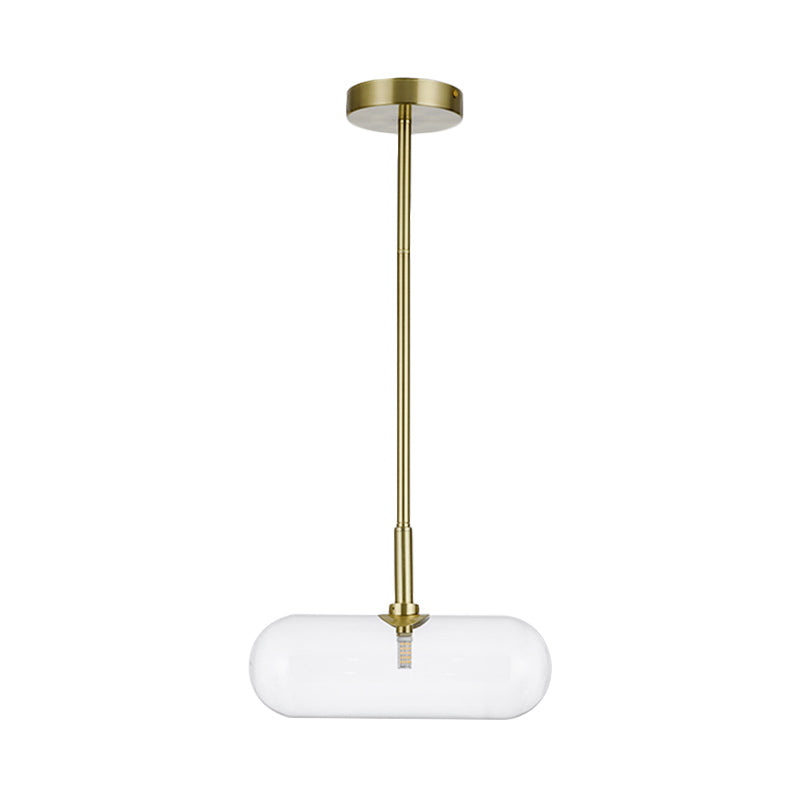 Minimalist Capsule Clear Glass Pendant Single-Bulb Suspended Lighting Fixture in Gold