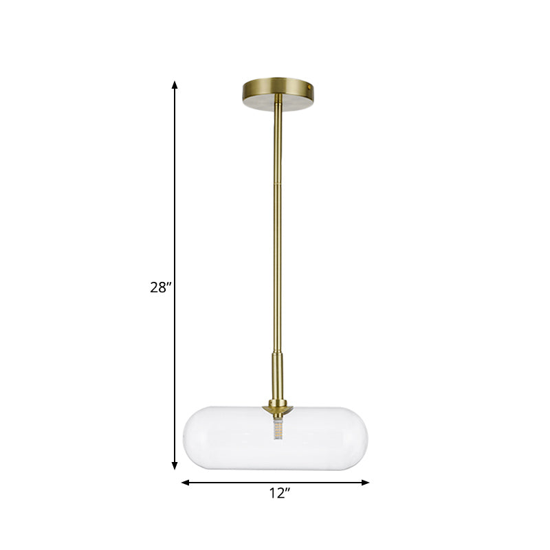 Minimalist Capsule Clear Glass Pendant Single-Bulb Suspended Lighting Fixture in Gold