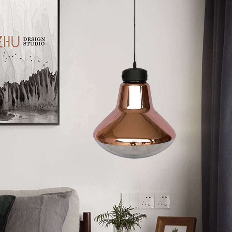 Droplet Ceiling Pendant Light Modernist Copper Mirrored Glass 1-Light Dining Room Suspension Lamp