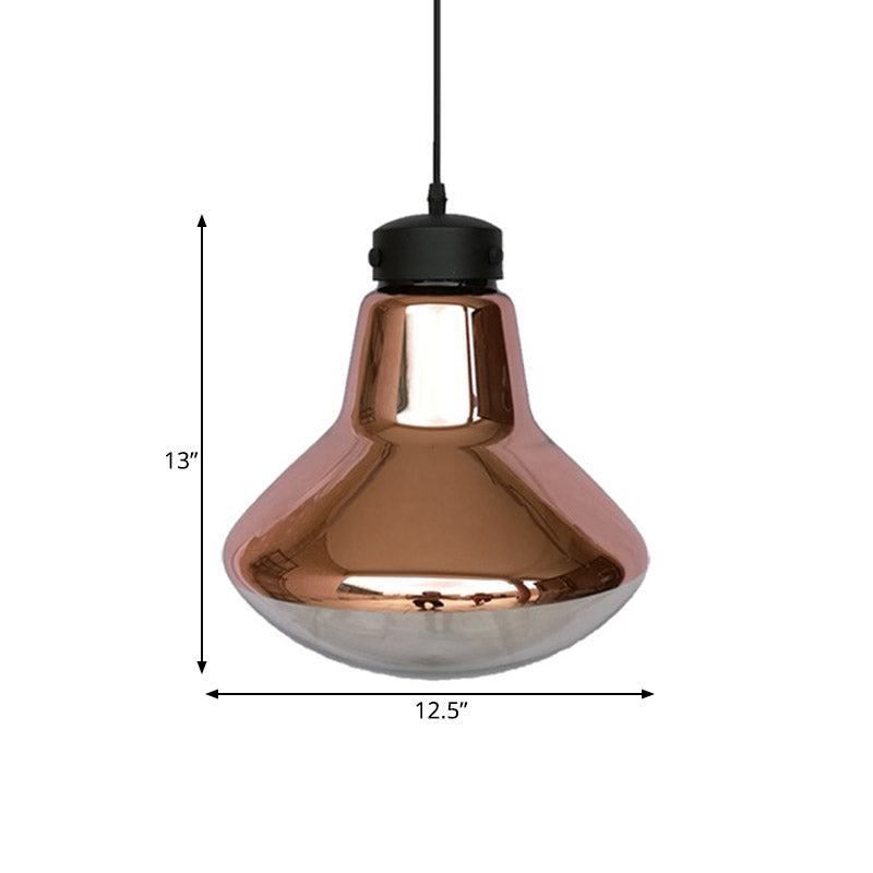 Droplet Ceiling Pendant Light Modernist Copper Mirrored Glass 1-Light Dining Room Suspension Lamp