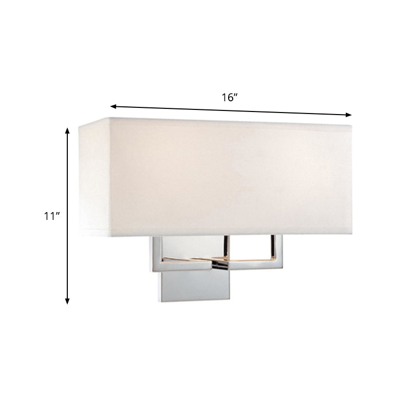 Modernisme LED -wand sconce met stofschaduw Chrome rechthoekige wandmontage Lichte bevestiging