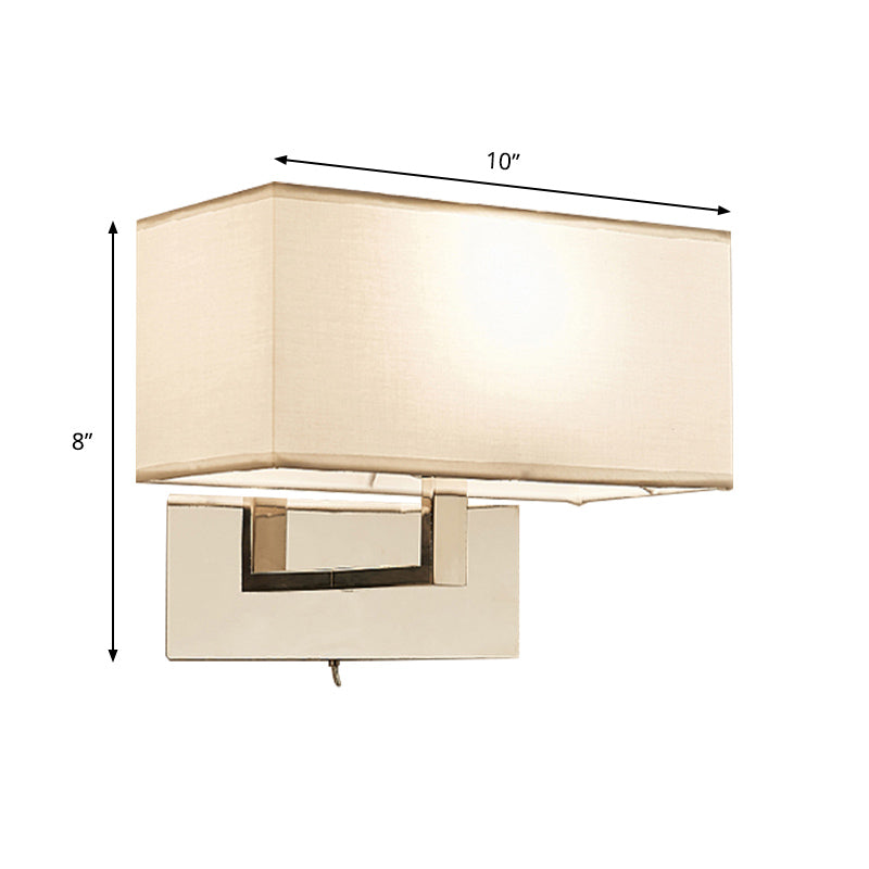 White Rectangle Wall Sconce Lighting Modernism Fabric LED Wall Mount Light for Bedroom