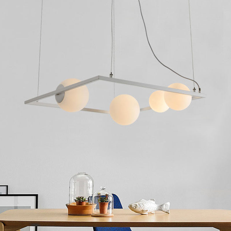 Bubble keuken dinette kroonluchter ivoor glas 4 lampen modernisme hangende hanger met vierkant frame in zwart/wit