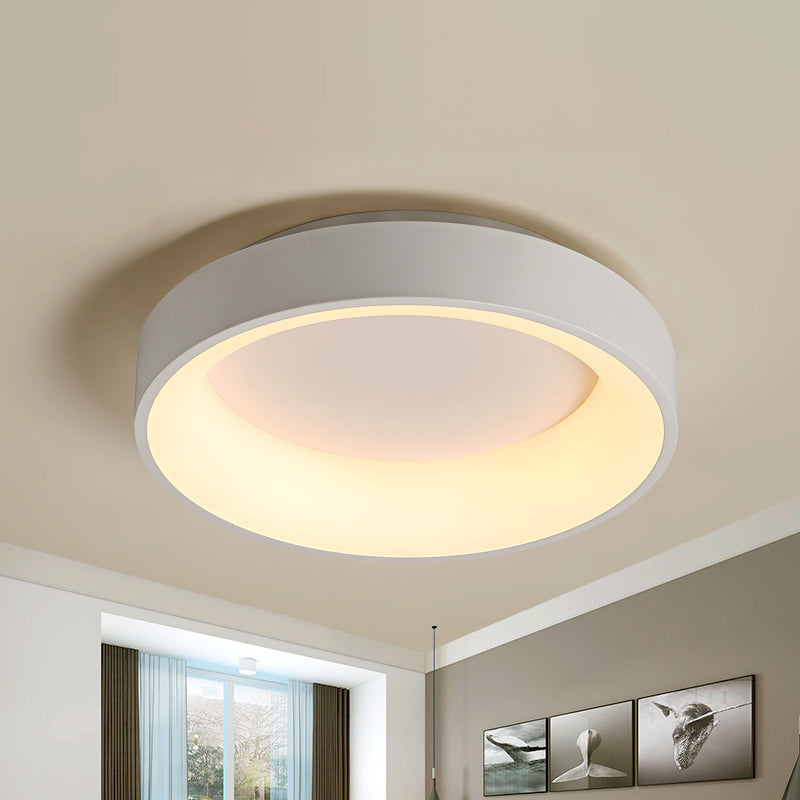 Round Flush Mount Recessed Lighting Simple Acrylic White/Grey 16/19.5 Inch W LED Ceiling Fixture with Hollow Design, Warm/White Light