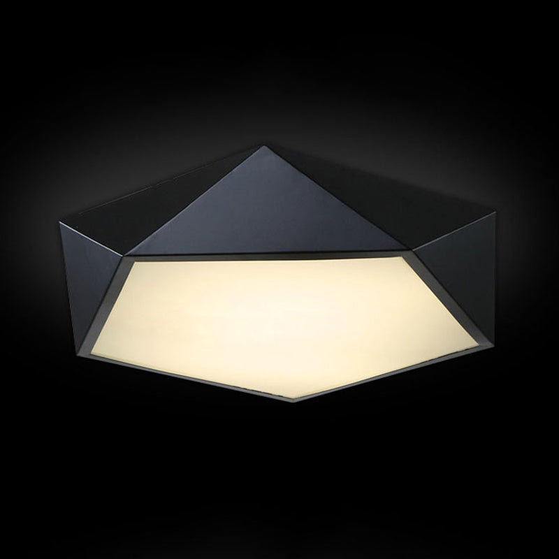 Modernist 3D Pentagon Flushmount Acrylic Bedroom 16.5/20.5/24.5 Inches Wide LED Ceiling Flush Light Fixture in Black, Warm/White Light