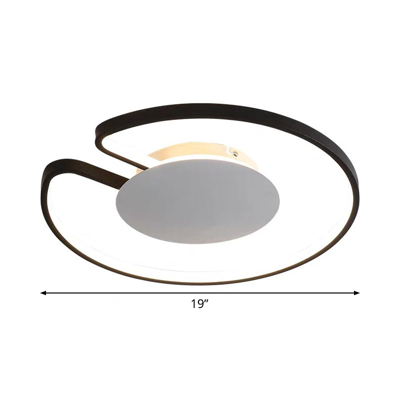 15"/19" W Minimal LED Flush Mount Light Iron White and Black Inner/Black and White Inner Hoop Ceiling Lamp with Open Design