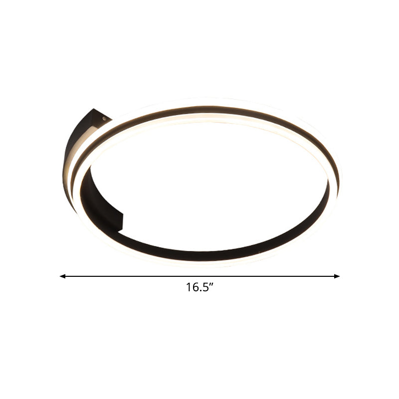 Acrylic Hoop Surface Ceiling Light Minimal Black 16.5"/20.5" Wide LED Flush Mount Recessed Lighting in Warm/White Light