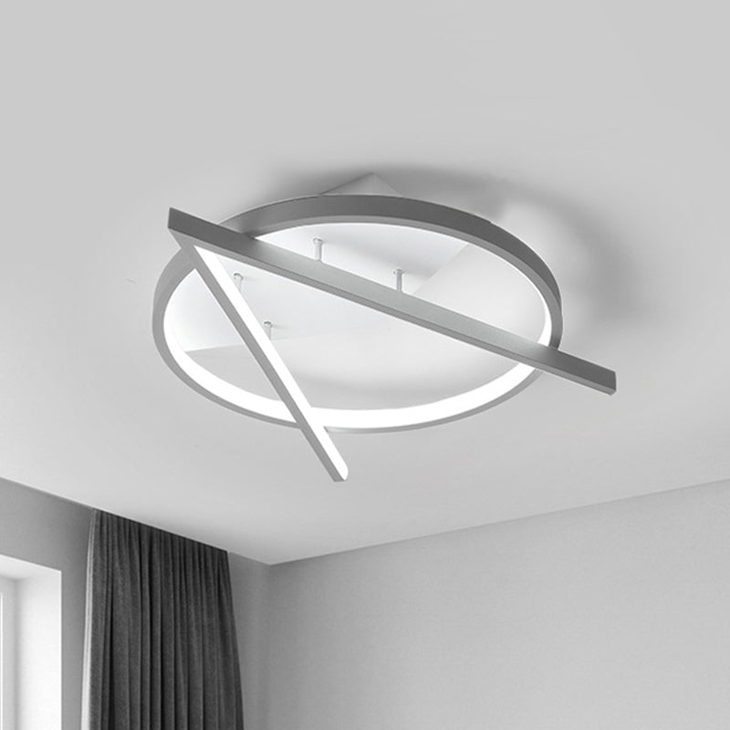 16.5"/20.5" W Hotel LED Flush Light Simplicity Grey Ceiling Mount Lamp with V-O Acrylic Frame, Warm/White Light