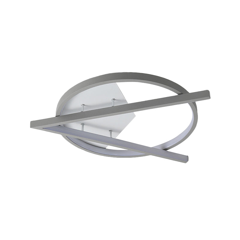 16.5"/20.5" W Hotel LED Flush Light Simplicity Grey Ceiling Mount Lamp with V-O Acrylic Frame, Warm/White Light