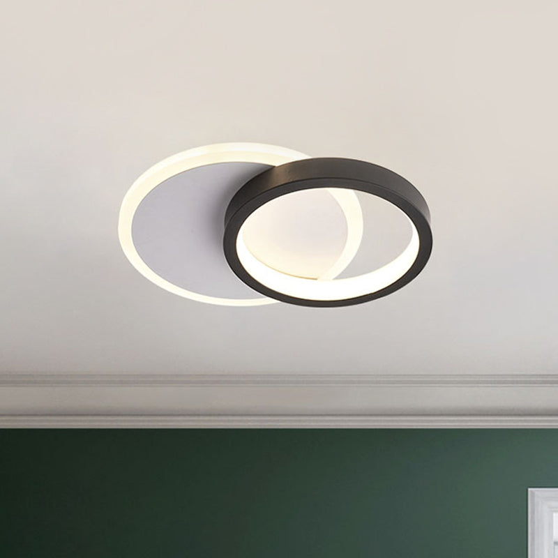 Ring-Panel Combined Mini LED Flush Mount Minimalism Acrylic Black-White Close to Ceiling Light Fixture