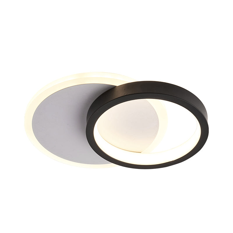 Ring-Panel Combined Mini LED Flush Mount Minimalism Acrylic Black-White Close to Ceiling Light Fixture