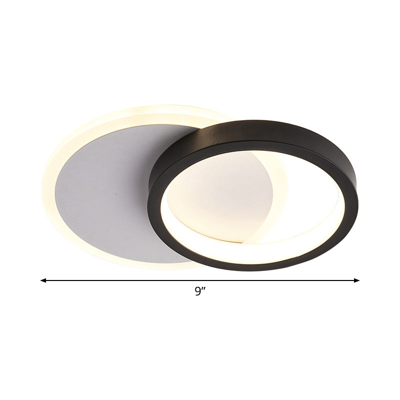 Ring-Panel Combined Mini LED Flush Mount Minimalism Acrylic Black-White Close to Ceiling Light Fixture