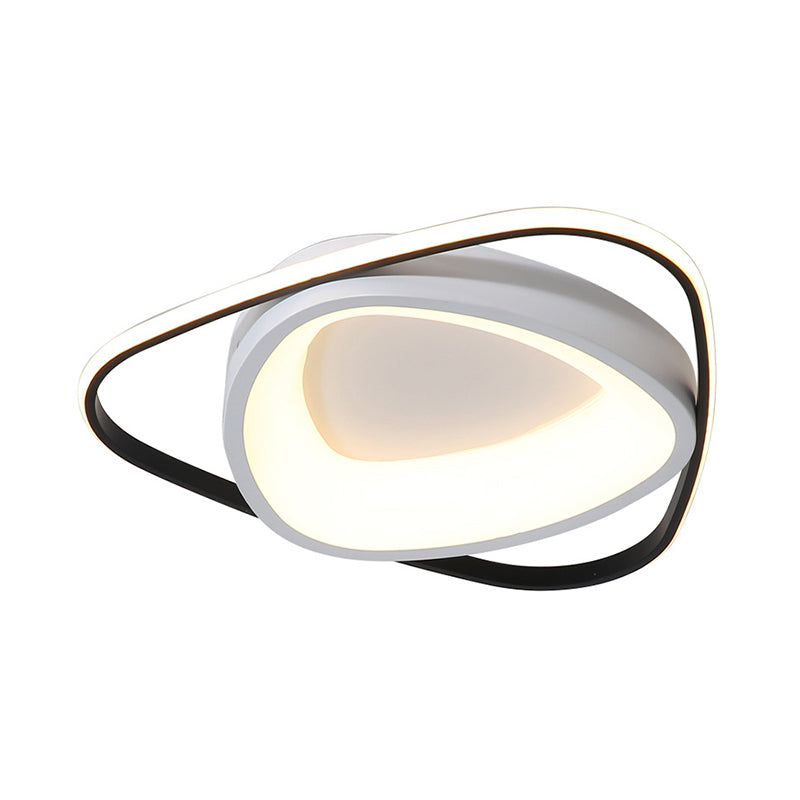 Incurvated Triangle Flush Ceiling Light Simple Acrylic Bedroom LED Flush Mounted Lamp in Black-White, 19.5"/23.5" Width