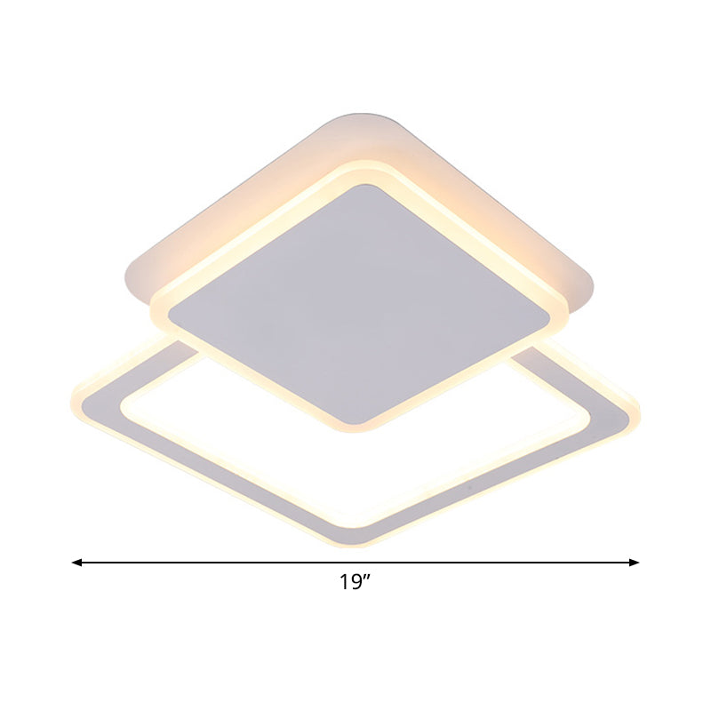 Round/Square Living Room Flushmount Acrylic Simplicity LED Ceiling Flush Light Fixture in White with Frame