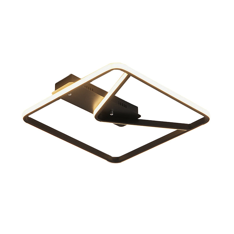 18 "/23.5" W LED-Schlafzimmer Deckenbeleuchtung Schlichtheit Schwarz Flush Mount mit Square Aluminium Rahmen in Warm/Weißes Licht