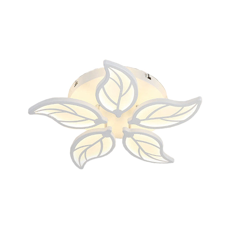 1/2-Tier Leaf Acrylic Flush Light Fixture Contemporary White LED Ceiling Lamp in Warm/White Light, 22"/27" Wide