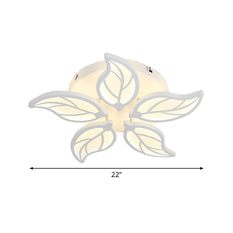 1/2-Tier Leaf Acrylic Flush Light Fixture Contemporary White LED Ceiling Lamp in Warm/White Light, 22"/27" Wide