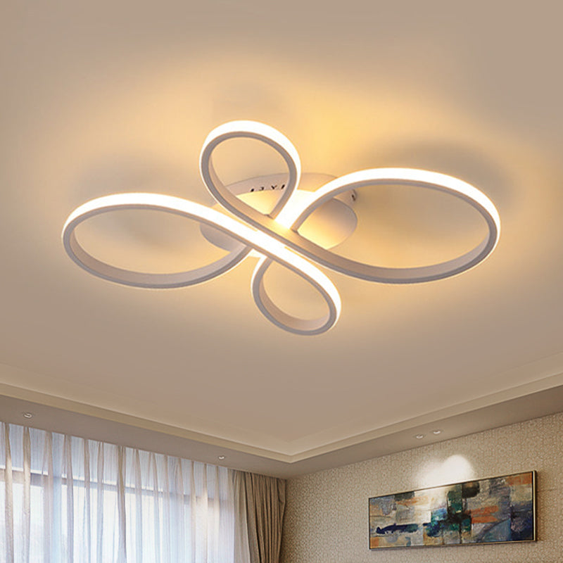 Bedroom LED Ceiling Mounted Light Minimalist White/Coffee Flush Mount with Petals Acrylic Frame, Warm/White/Natural Light