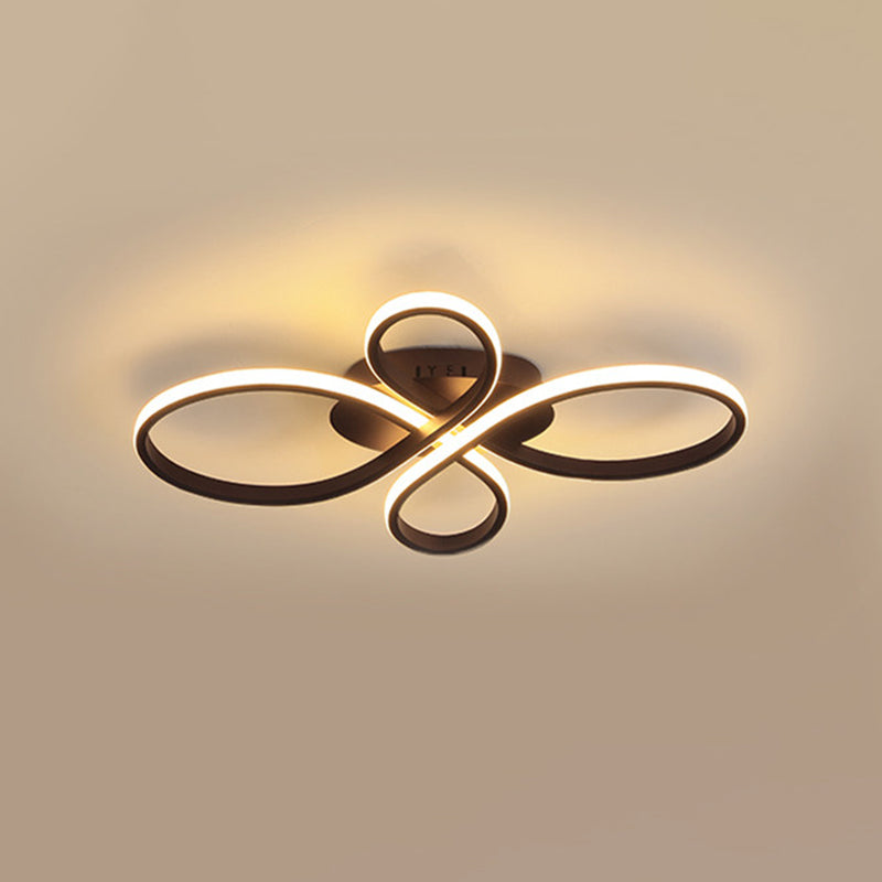 Bedroom LED Ceiling Mounted Light Minimalist White/Coffee Flush Mount with Petals Acrylic Frame, Warm/White/Natural Light