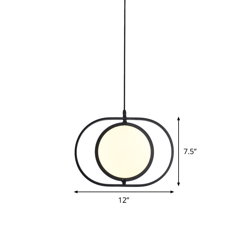 LED simple LED Lampe à suspension métallique noire verticale / horizontale A réglable Éclairage pendant à disque avec cadre de capsule
