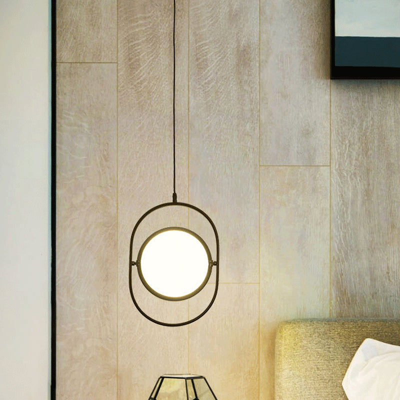 LED simple LED Lampe à suspension métallique noire verticale / horizontale A réglable Éclairage pendant à disque avec cadre de capsule