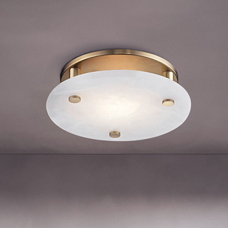 Gold Circle Ceiling Light Fixture Colonialism White Glass 3 Lights Living Room Semi Flush Mount
