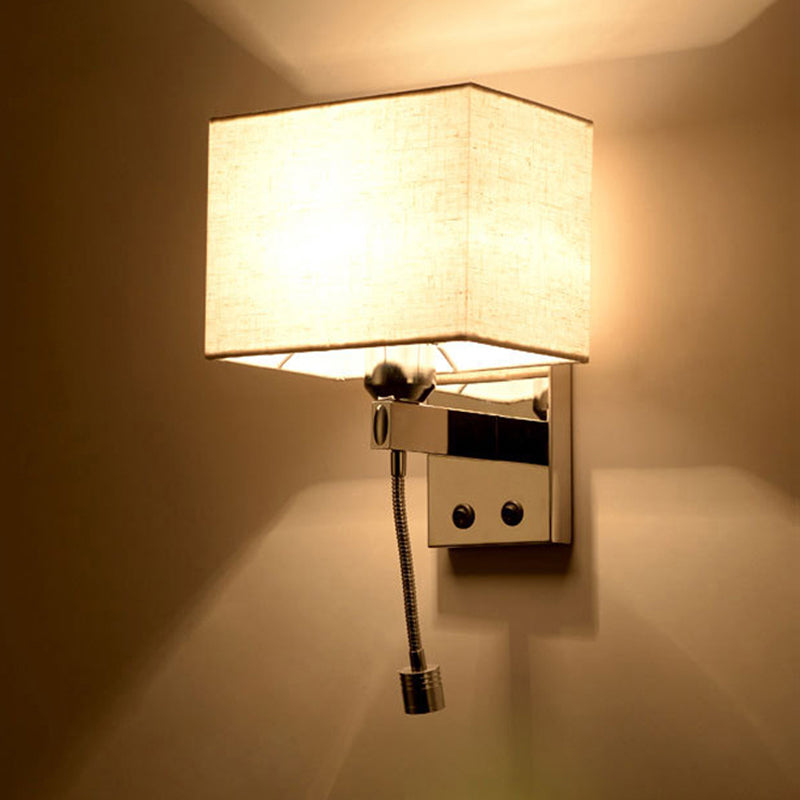 Illuminazione del rettangolo di funce modernismo tessuto Monte a parete LED Monte luce in cromo per comodino