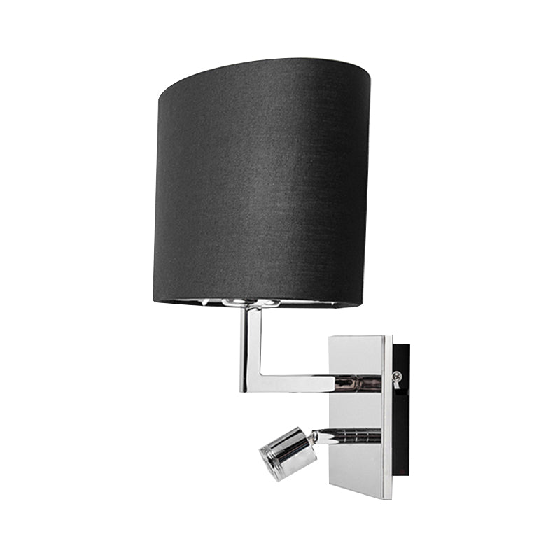 Contemporary Oval Wall Mount Light Fabric LED Wall Sconce Lighting in Black for Bedside