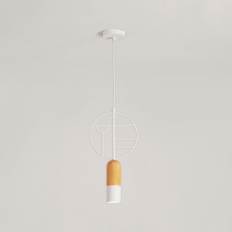 Ciondolo a forma di legno a forma di gesso nordico a forma di legno singolo con soffitto a testa singola in bianco con arredamento rotondo cablato