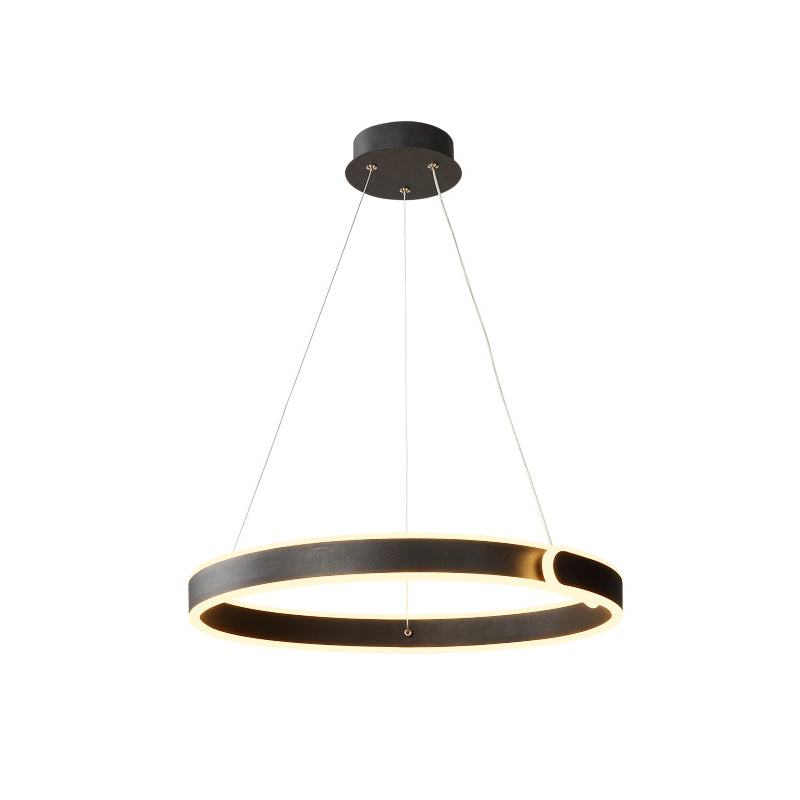 Cirkelvormige led kroonluchter licht eenvoud acryl eettafel suspensie hanger in zwart, 16 "/19,5" diameter