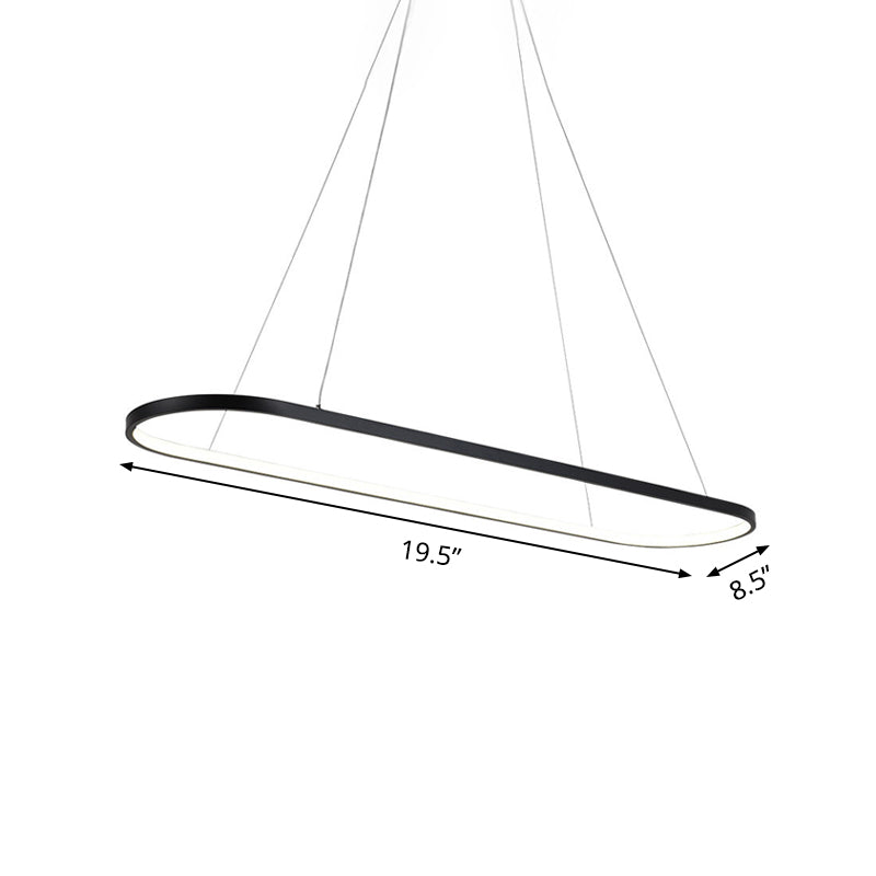 19,5 "/27,5" W Sala da pranzo LED Minimalismo Luce a sospensione nera con telaio acrilico ellittico