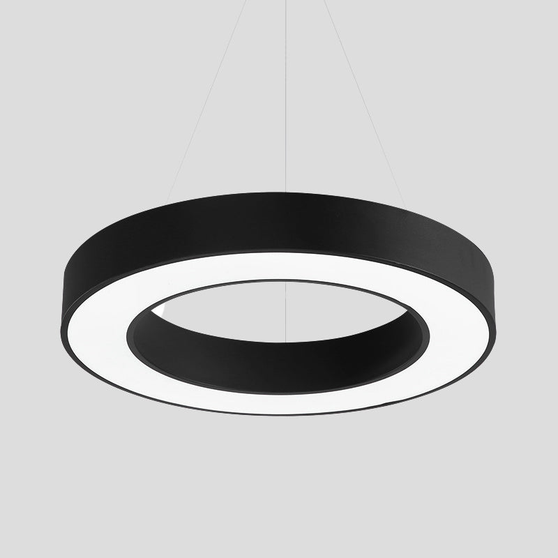 Thick Circle Iron Pendant Light Fixture Minimal Black LED Hanging Ceiling Light for Office