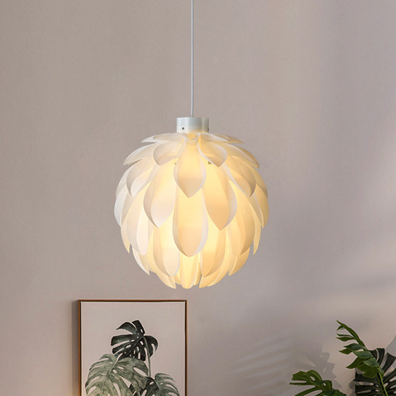 White Artichoke Hanging Lamp Minimalist Stylish 1 Head Acrylic Pendant Ceiling Light