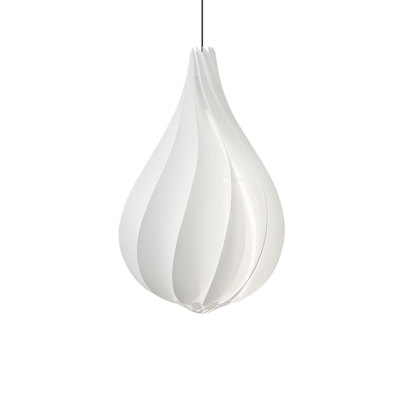Ribbed Droplet Pendant Lighting Simple Acrylic White LED Hanging Light Kit for Sitting Room