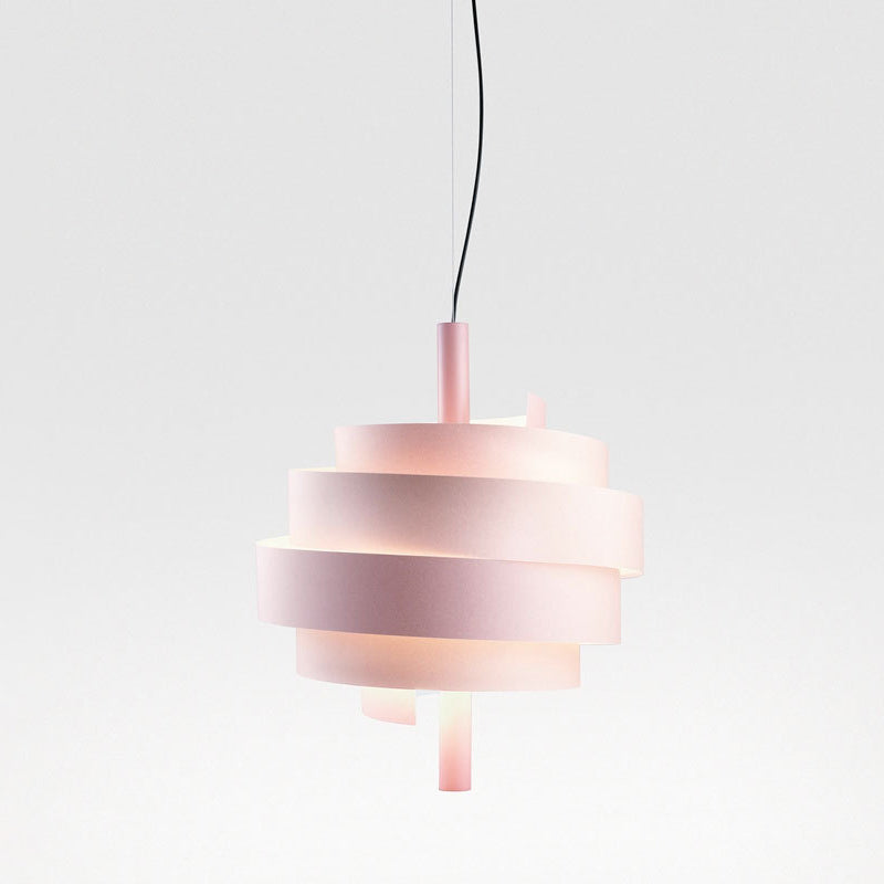 Lámpara colgante giratoria rosa/verde/blanca moderna 1 bulbo de lámpara metálica colgante sobre mesa de comedor