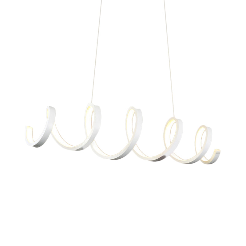 White Coiled Hanging Light Modernist Acrylic LED Chandelier Pendant in Warm/White/Natural Light for Dining Room