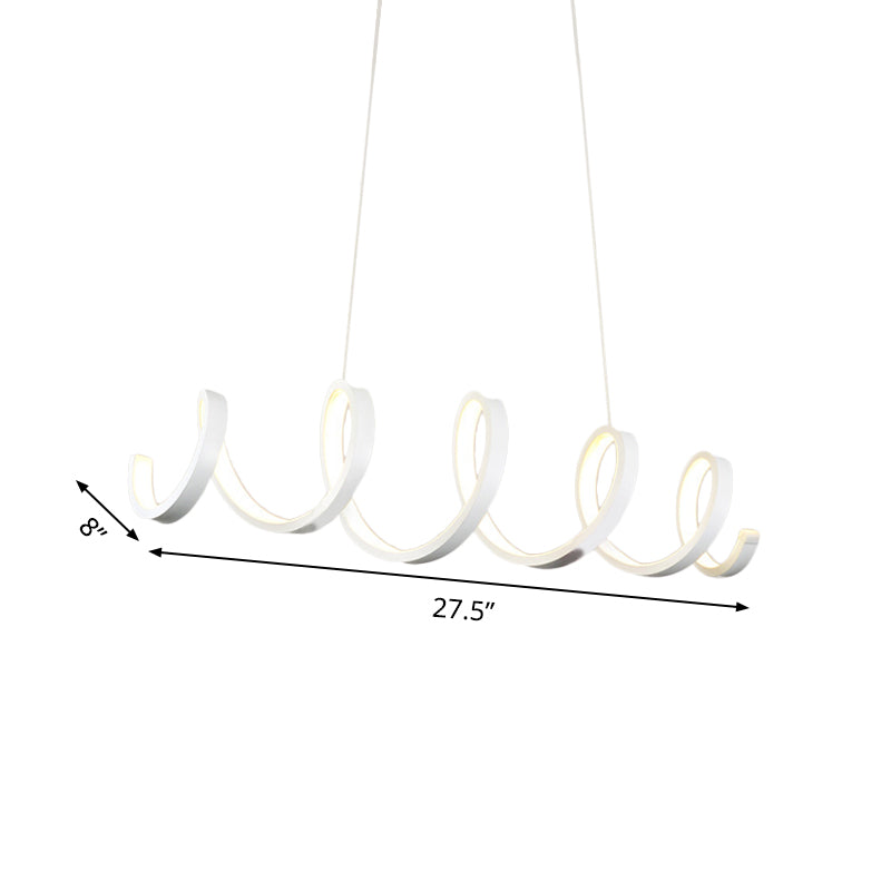 White Coiled Hanging Light Modernist Acrylic LED Chandelier Pendant in Warm/White/Natural Light for Dining Room