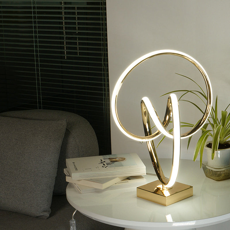 Acrylic Twisted Table Light Simple Polished Gold LED Night Stand Lamp in Warm/White Light