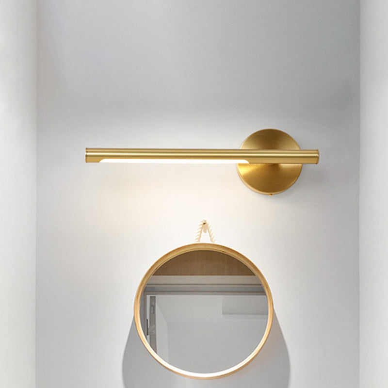 Gold Rod Wall Lamp Minimalist Metal 16"/25" Long LED Vanity Sconce Light with Acrylic Diffuser