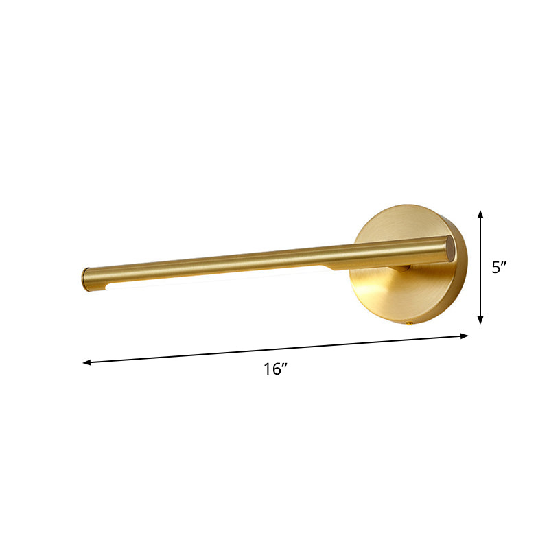 Gold Rod Wall Lamp Minimalist Metal 16"/25" Long LED Vanity Sconce Light with Acrylic Diffuser