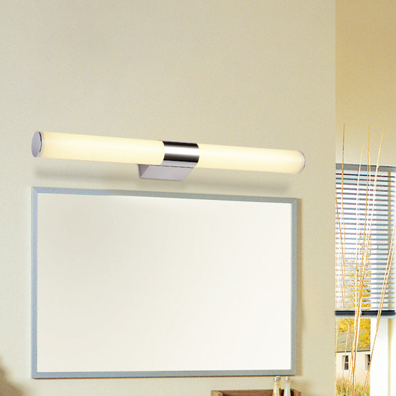 Acrylic Tube Wall Vanity Light Modern Chrome Finish LED Sconce Lamp in Warm/White Light, 18"/23.5"/31.5" Length