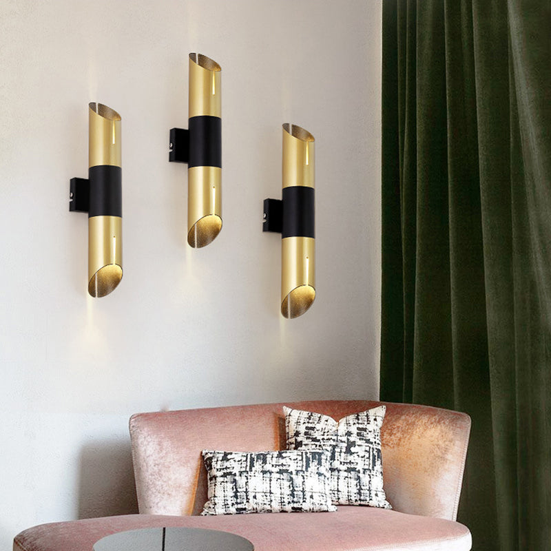 Roteerbare cilinderwandwandeling Moderne stijlvolle metallic geïntegreerde LED Golden Wall Lighting -armatuur
