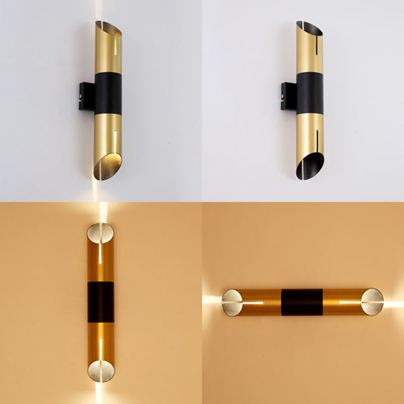 Roteerbare cilinderwandwandeling Moderne stijlvolle metallic geïntegreerde LED Golden Wall Lighting -armatuur