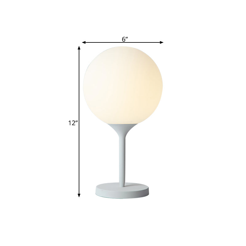 Lampada da notte sferoidale in vetro bianco smerigliato Semplicità Illuminazione da tavolo a 1 luce per soggiorno, larghezza 6"/10"