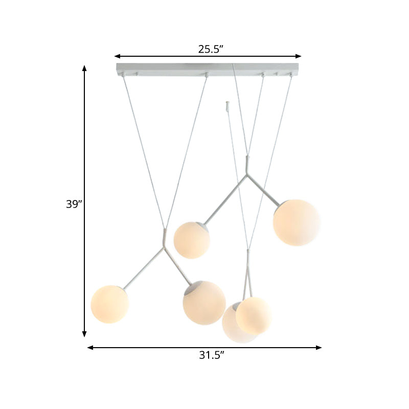 Moderno a 6 luci a 6 luci multi-pendente opape opache opache bianche intrecciate lampada appesa con sfumatura sul tavolo