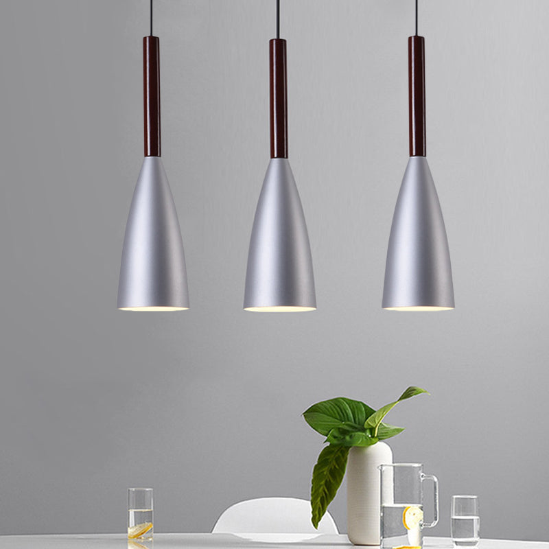 Grey Trumpet Pendulum Light Nordic 1 Head Aluminum Ceiling Pendant Light for Bedside