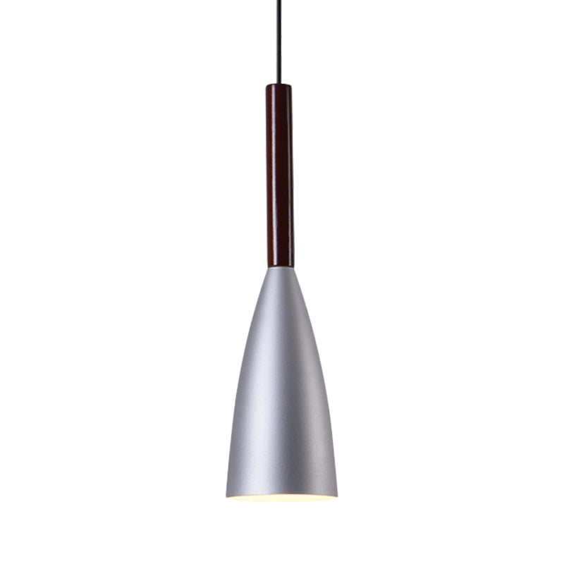 Grey Trumpet Pendulum Light Nordic 1 Head Aluminum Ceiling Pendant Light for Bedside