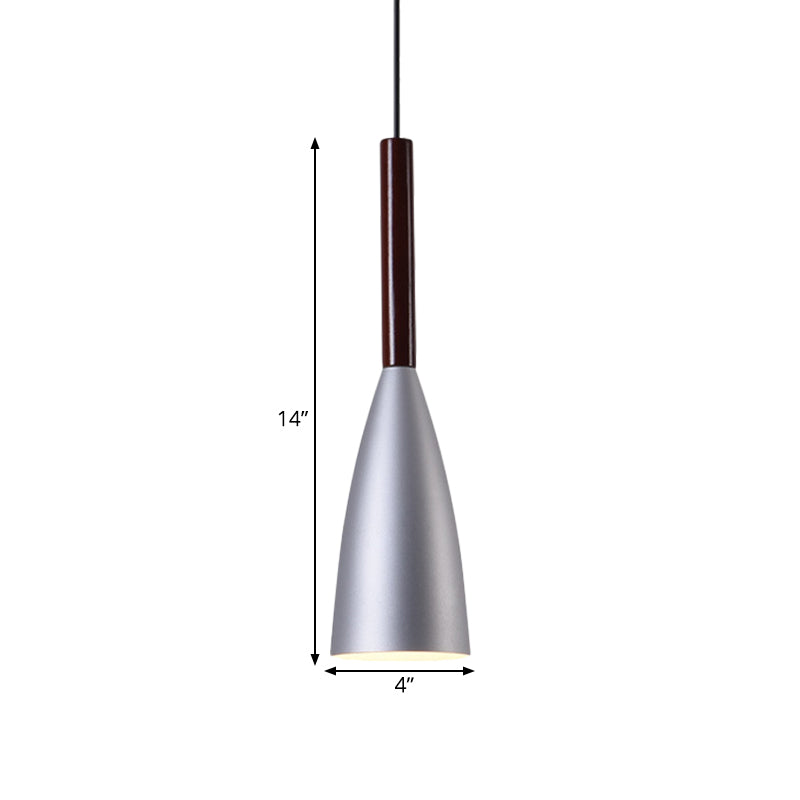 Grey Trumpet Pendulum Light Nordic 1 Head Aluminum Ceiling Pendant Light for Bedside