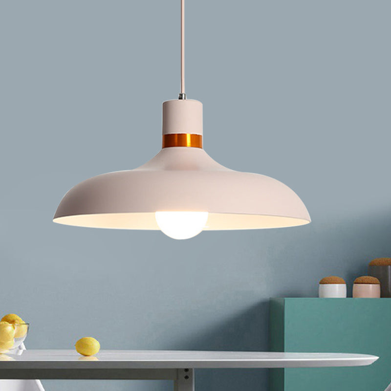 Aluminum Barn Pendant Light Kit Minimalist 1-Light Pink Hanging Lamp over Dining Table